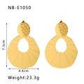 Detailed view of large U-shaped hollow gold drop earrings with 7.3cm height measurements - 18K Gold / Gold Style (NB-E1050)