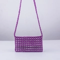 Handmade purple candy acrylic beaded crossbody bag with square hollow weave pattern - Purple