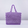 Sac fourre-tout chic en perles acryliques lilas avec motif géométrique tissé - Violet