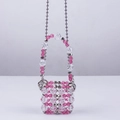 Mini handgefertigte Acrylperlen Umhängetasche mit rosa Perlen und silberner Gliederkette - Rosa