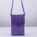 Borsa a tracolla fatta a mano con perle acriliche viola e design intrecciato - Violetto