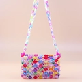Handmade colorful acrylic heart beaded crossbody bag with vibrant candy color beads - Colorful Heart Beaded Style