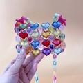 Mini colorful acrylic heart beaded crossbody bag with macaron plastic chain strap - Multi-color Heart Beaded