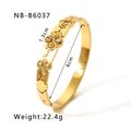 Detail of 18k gold plated stainless steel clover bangle with size and weight specs - Hollow Clover Polished Sheet Style (NB-B6037)