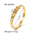 Detailed view showing 1.2cm width and 6.1cm diameter of the clover titanium steel bangle - Hollow Clover Beaded Edge Style (NB-B6038)