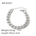 Detail of Cuban chain bracelet with dimensions showing 1.2cm width and 19cm length - Wide Thick Cuban Chain (NB-B1037) / Silver