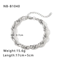 Detail view of silver Cuban link bracelet showing 0.7cm width and lobster clasp - High-End Twisted Chain (NB-B1040) / Silver