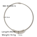Minimalist silver finish metal collar necklace with 40cm snake chain and curved pendant - Silver Crescent Pendant Style (NB-N1039-S)