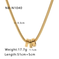 18k gold plated snake chain necklace with three minimalist polished metal ring pendants - Gold Triple Ring Pendant Style (NB-N1040)