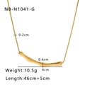 18k gold plated snake chain necklace featuring a fluid organic wave pendant and dimensions - Gold Wavy Bar Pendant Style (NB-N1041-G)