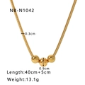 18K gold plated snake chain necklace featuring three round 0.9cm polished golden beads - Gold Triple Beads Pendant Style (NB-N1042)