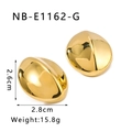 Macro shot of large polished gold bean-shaped earrings with 2.6cm by 2.8cm dimensions - Gold Bean Style (NB-E1162-G) / 18K Gold