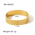 Bracciale largo in acciaio al titanio placcato oro 18k con trama a griglia di 1,5cm - Stile Intrecciato A Griglia (NB-B6020)