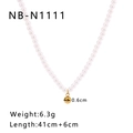Detail of 41cm pearl necklace with 0.6cm gold bean pendant and adjustable chain - Pearl Gold Bean Pendant Style (NB-N1111) / 18K Gold