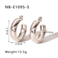 Polished silver geometric 18K plated stainless steel C-shape chunky hoop earrings - Silver Thick Hoop Style (NB-E1095-S)