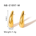 Minimalist 18K gold plated teardrop hollow earrings, measuring 2.8cm high and 0.8cm wide - Gold Medium Water Drop Style (NB-E1097-M)