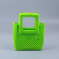 Handmade vibrant green acrylic beaded handbag with square top handle for women - Light Green