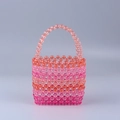 Handgefertigte Perlen-Eimertasche aus Acrylkristall mit buntem Farbverlauf-Design - Regenbogenfarben