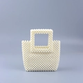 Elegant handmade minimalist acrylic beaded square handbag in creamy white finish - Milk White