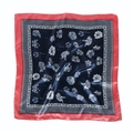 Leopard and floral print silk square scarf 60cm in navy blue and red border - 60x60cm / 16# Popular Navy Floral