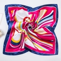 60x60cm leopard print silk square scarf with colorful geometric radial patterns for women - 60x60cm / 28# Blue Stripe