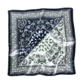 Carré de soie satiné bleu marine et menthe avec imprimé cachemire vintage - 60*60cm / Patchwork Paisley