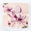 Detail view of satin silk scarf featuring elegant pink magnolia floral patterns and textures - Light Pink Gradient Magnolia