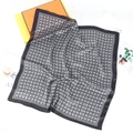 Elegant 70cm black and white geometric silk scarf for women with a classic bordered design - Black and White Geometric (1# Recommended Color)