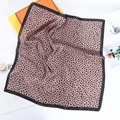 Detail of leopard print silk scarf with black border on elegant lifestyle background - 4# Coffee Tortoiseshell