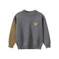 Maglione grigio in maglia per bambini con manica a contrasto marrone e orsetto - 90cm / grigio scuro