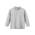 Kids grey mock neck long sleeve cotton t-shirt base layer shown flat on white background - Heather Grey