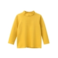 Kids long-sleeved mock neck cotton base layer t-shirt in mustard yellow color - Mustard Yellow
