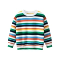 Colorful striped knit sweater for kids with long sleeves and ribbed crew neck finish - 90cm / Colorful