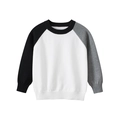 Pull en maille tricolore classique pour enfants avec col rond et manches raglan - 120cm / Noir Gris Foncé Blanc Cassé