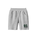 Kids sporty light grey knit shorts with elastic ribbed waistband and G1 letter patch - 90cm / Heather Grey