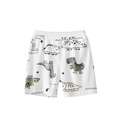 Cotton kids shorts with elastic waistband and colorful dinosaur pattern on white background - Green Dinosaur Style (6606A) / 90cm