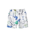 Kids dinosaur print white cotton shorts with comfortable elastic waistband for summer - Blue Dinosaur Style (6606B) / 90cm
