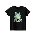 Camiseta negra de manga corta para niño con estampado de retales de osito de colores - Negro / 110cm
