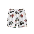 Pantaloncini estivi bianchi da bambino con stampe colorate di camion da cantiere - 90 / Bianco Sporco Camion da Cantiere (6602A)