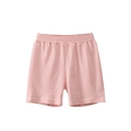 Kinder-Baumwollshorts mit orange-weißen Streifen und elastischem Bund auf weiß - 110cm / Rostrot-Weiß Gestreift