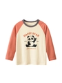 Camiseta de manga larga raglán para niños en crema y naranja con estampado de panda - 100cm / Albaricoque/Naranja Oscuro