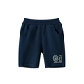 Navy blue boys cotton sports shorts with elastic waist and white G1 printed graphic - 90cm / Royal Blue