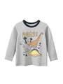 Graues Langarmshirt für Jungen aus Baumwolle mit Dinosaurier-Print und ROAR-Schriftzug - 130cm / Gemischt Grau