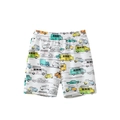 Pantaloncini bianchi bimbo con stampa auto colorate ed elastico in vita morbido - 90 / Bianco Sporco Auto Colorate (6602C)