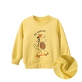 Sudadera amarilla para niños con dinosaurio de dibujos y forro polar cálido en el interior - 90 / Amarillo