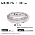Bracelet jonc 20mm en acier inoxydable argenté avec texture python verticale gravée - Style Argenté (NB-B6097-S-20mm)
