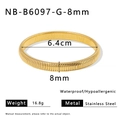 Bracelet élastique en acier inoxydable plaqué or 18K avec motif peau de serpent - Style Doré (NB-B6097-G-8mm)