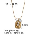 Gouden ketting met geplooid vierkant en zilveren roos reliëf met 14,5g gewicht - Roos Bloem Gekreukte Hanger Ketting (NB-N1239)