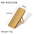 Chunky 18K gold-plated stainless steel rectangular ring with mirror finish, 4.5cm length - Large Size Rectangular Mirror Style (NB-R2023208)