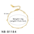 Minimalistisches 18K vergoldetes Gliederkettenarmband aus Edelstahl mit Verlängerung - Minimalistischer Feiner Kettenstil (NB-B1184) / Gold